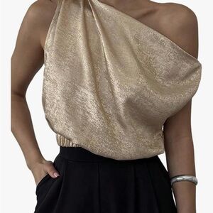 Amazon Gold One-Shoulder Blouse